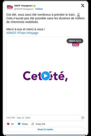 Screenshot of a thank-you tweet to the teams, with a “Summer” visual