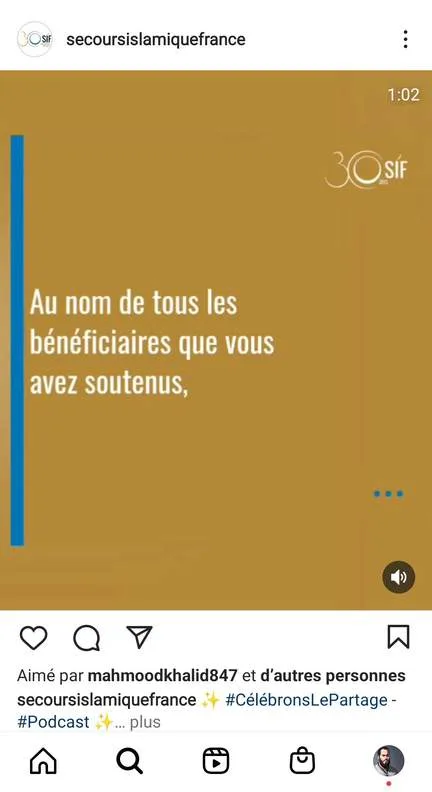 Instagram video screenshot: “On behalf of all the beneficiaries you have supported”